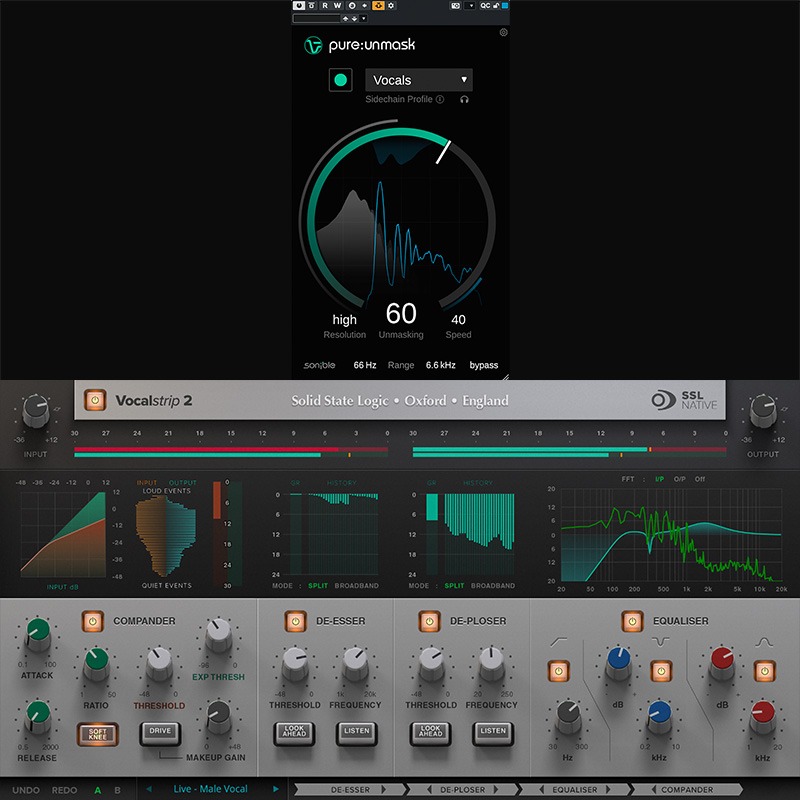 SSL Vocalstrip & Sonible pure:unmask bundle